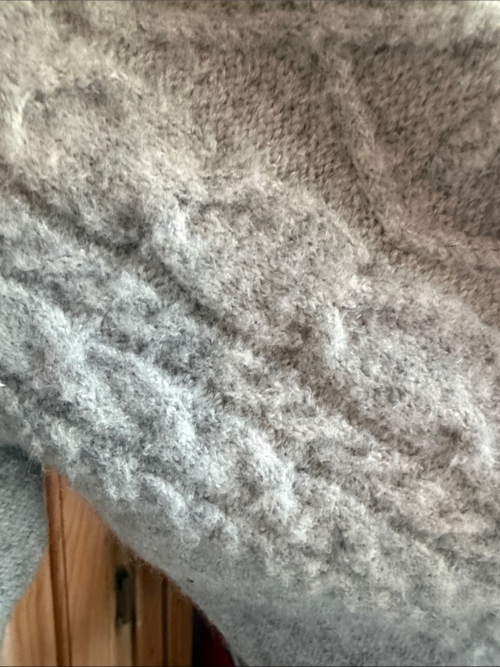 Wayf Light Gray Cable Knit Cardigan with Ribbon Detail and pearl buttons NWT - Picture 7 of 7